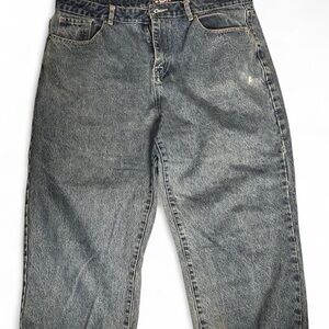THE STAR TEAM blue stone dark washed jeans with star on back pocket